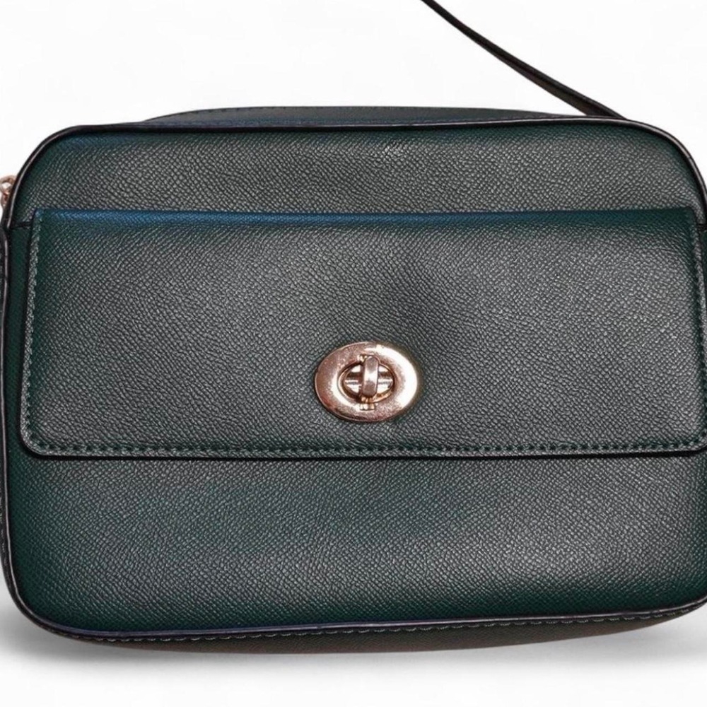 Accessorize London Forest Green Saffiano Camera Crossbody Bag Twist Lock ASOS